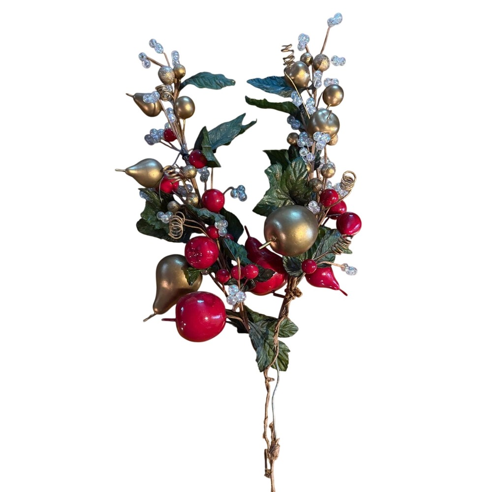 Vintage Christmas Floral Millenery Picks. Set of 2. Lucite & Glass Large‎